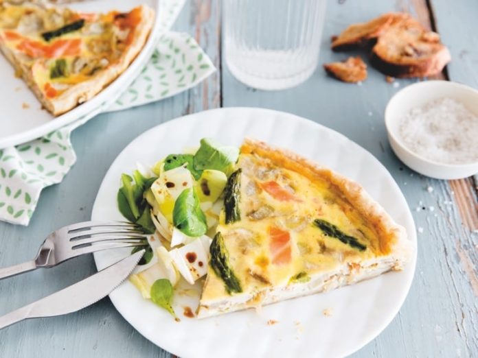 Quiche aux Perles, saumon et asperges vertes Quiche aux Perles, saumon et asperges vertes