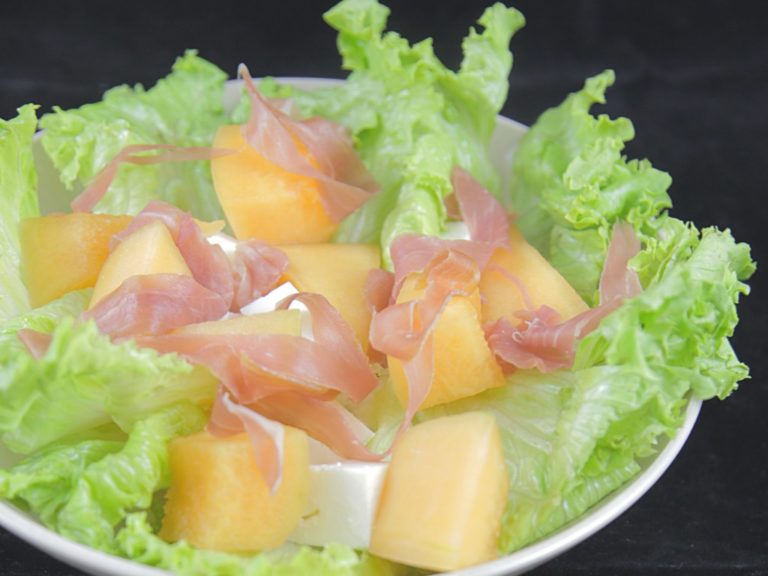 Salade melon, feta, jambon
