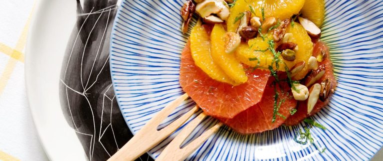 Agrumes, miel et fruits secs