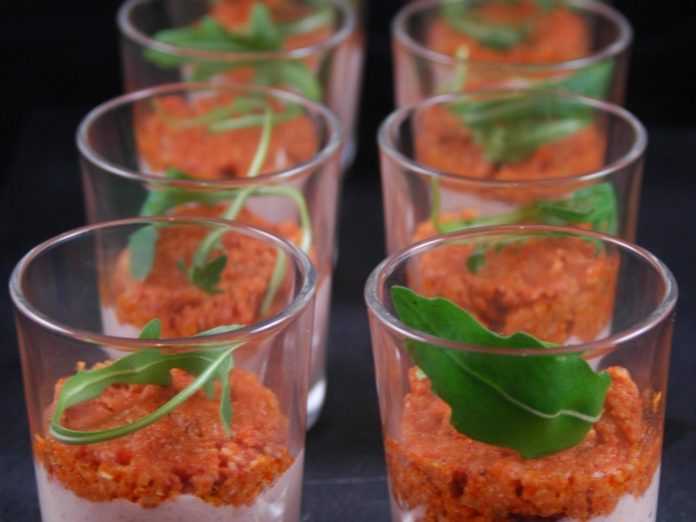Verrine mousse de jambon et tomates confites