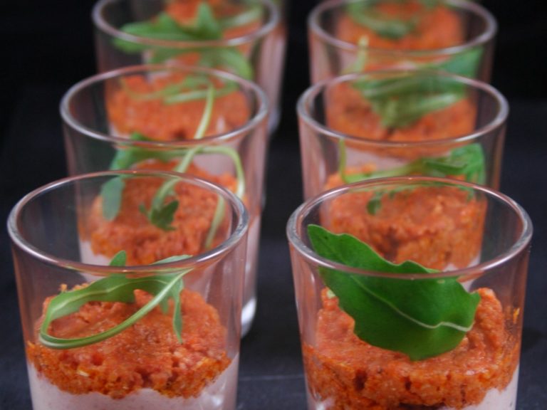 Verrine mousse de jambon et tomates confites