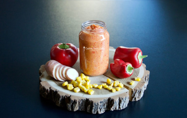 RECETTE RAPIDE : PURÉE DE MAÏS, POIVRON ET POMME DE TERRE POUR BÉBÉ (DÈS 6 MOIS)